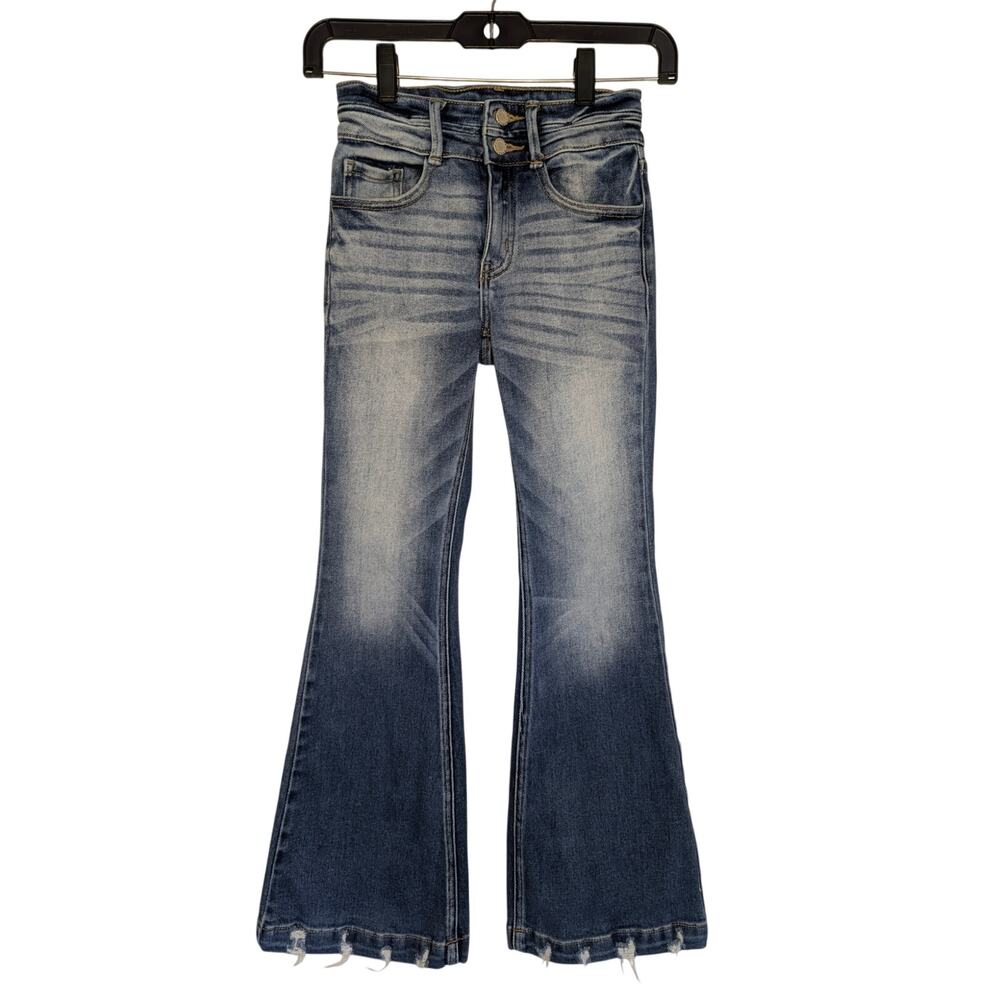Kancan Signature Girls Bottoms, Light- Medium Wash High Rise Flare Jeans, Sz 10